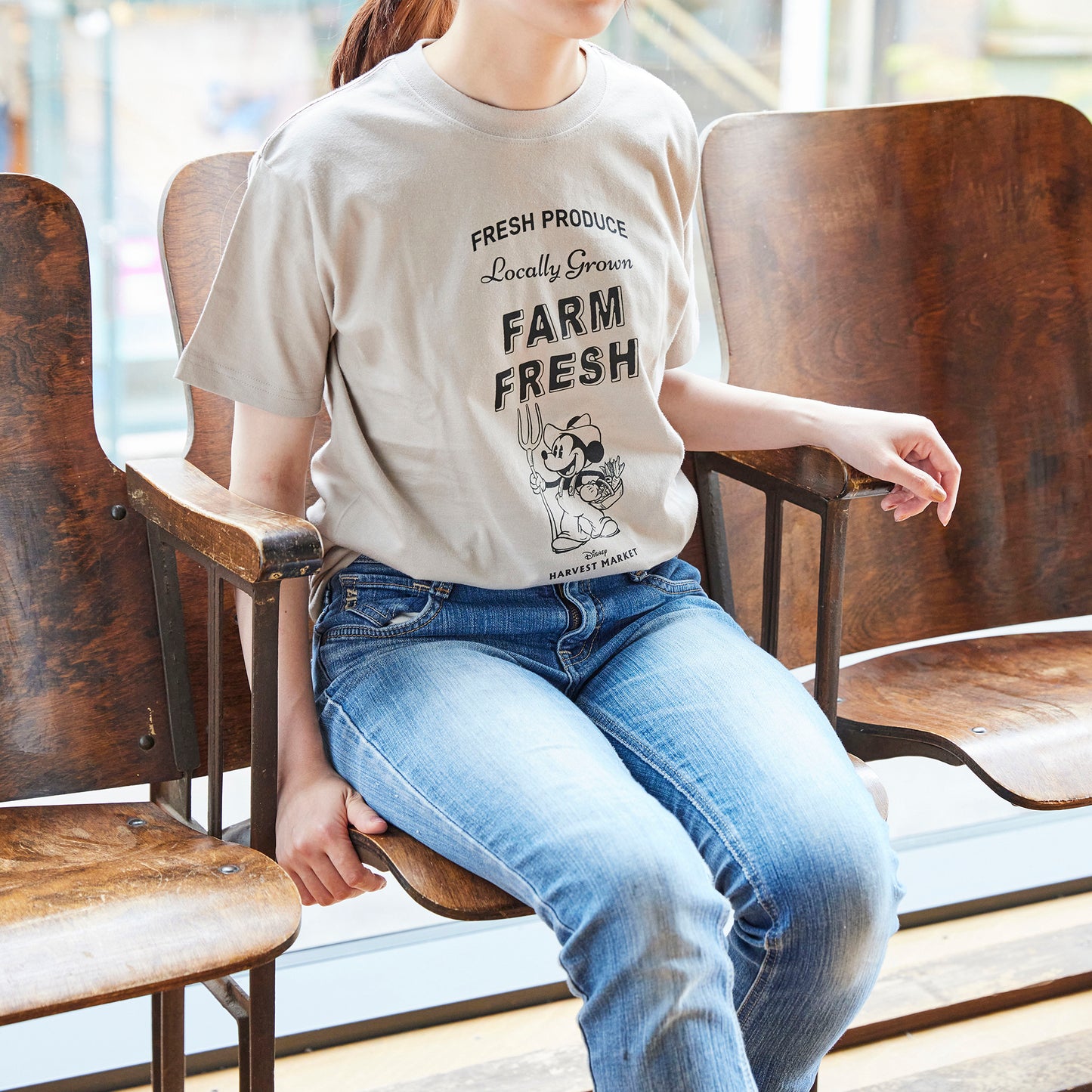 半袖Tシャツ ミッキーマウス ミルキーグレー S