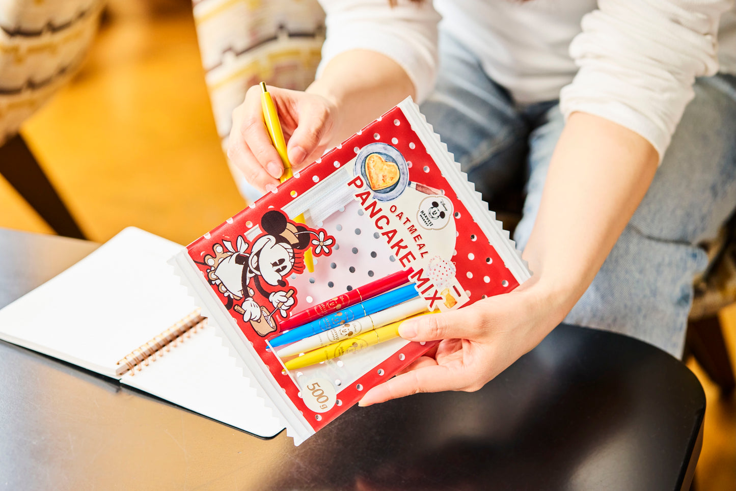 ミニーパンケーキ柄ポーチ